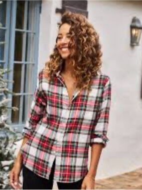 Frank & Eileen Multicolor Plaid Button-Down Shirt Woven in Italy. M